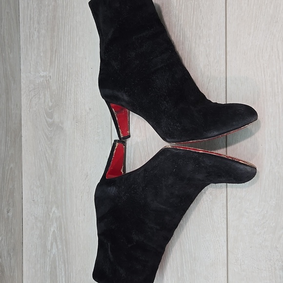 Christian Louboutin Women Black Suede Heeled Boots Shoes Sz 36.5/6.5 - Picture 12 of 16